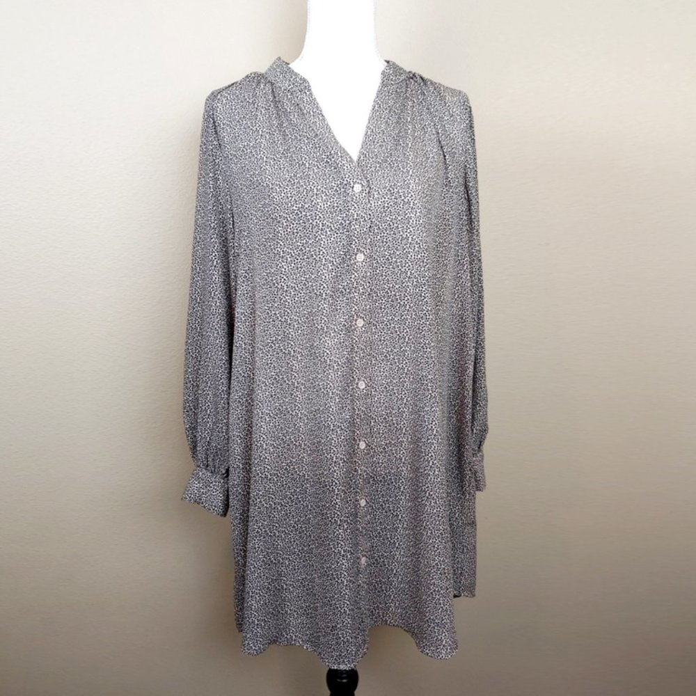 H&M Flowey Long Sleeve Dress With Button Front Sz